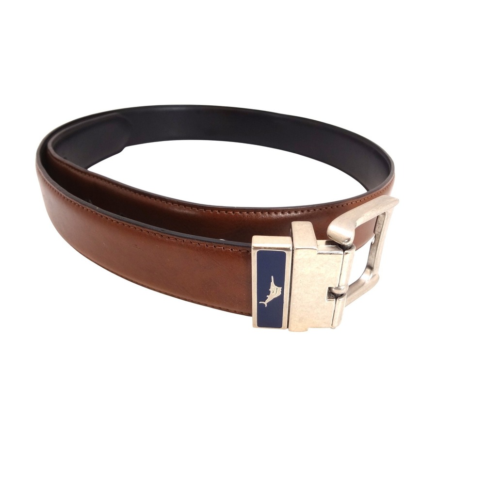 Tommy Bahama Reversible Belt‎ Mens S 30-32 Brown Black Excellent Marlin Buckle
